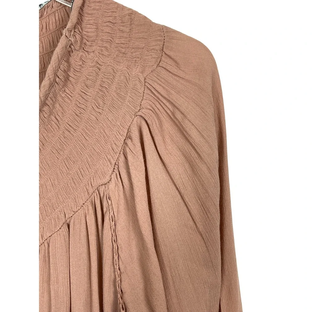 Knox Rose Blouse Womens XL Pink Excellent Smocked Boho 3/4 Sleeve Rayon Top - Picture 5 of 15